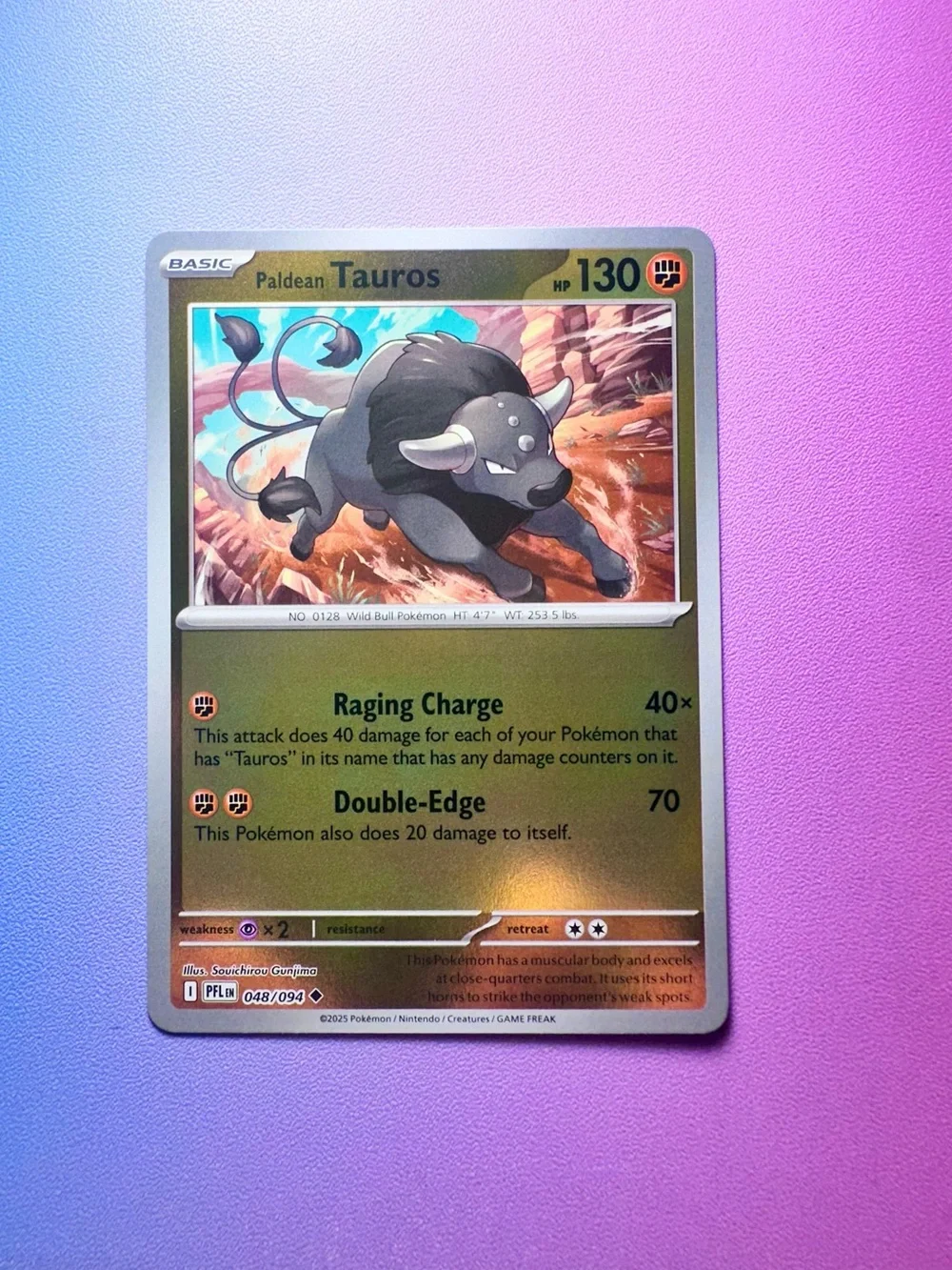 paldean tauros [reverse holo] - 048/094 (uncommon) — pokemon: phantasmal flames